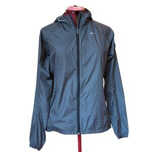 Nike - Women's Charcoal Gray lightweight Hooded Full Zip Running jacket - Medium